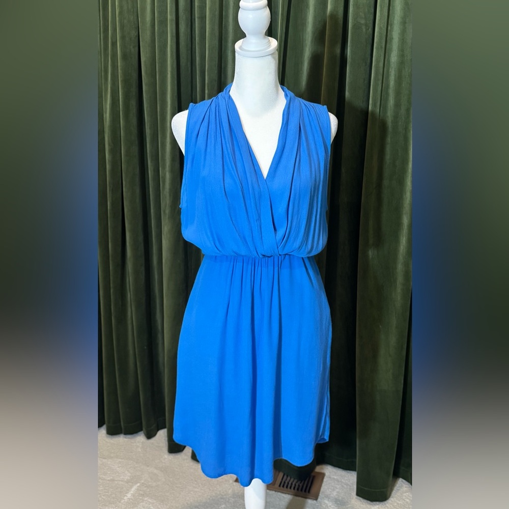 Maeve Anthropologie Blue Draped Mini Dress